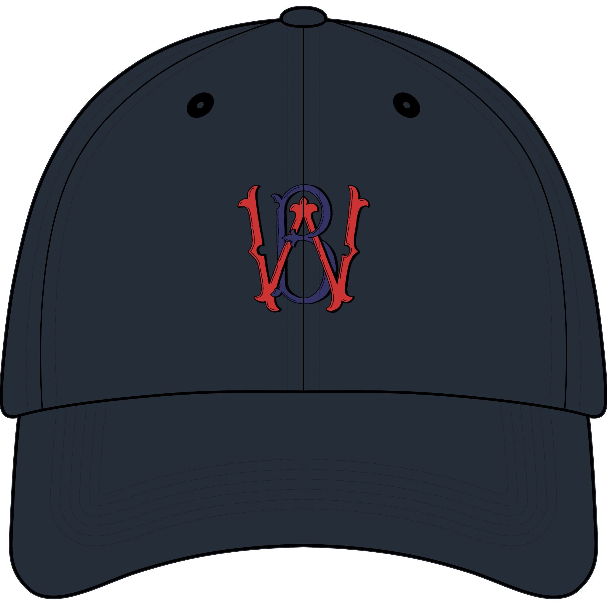 Youth Embroidered Baseball Cap – Red & Blue Monogram 'W' Logo
