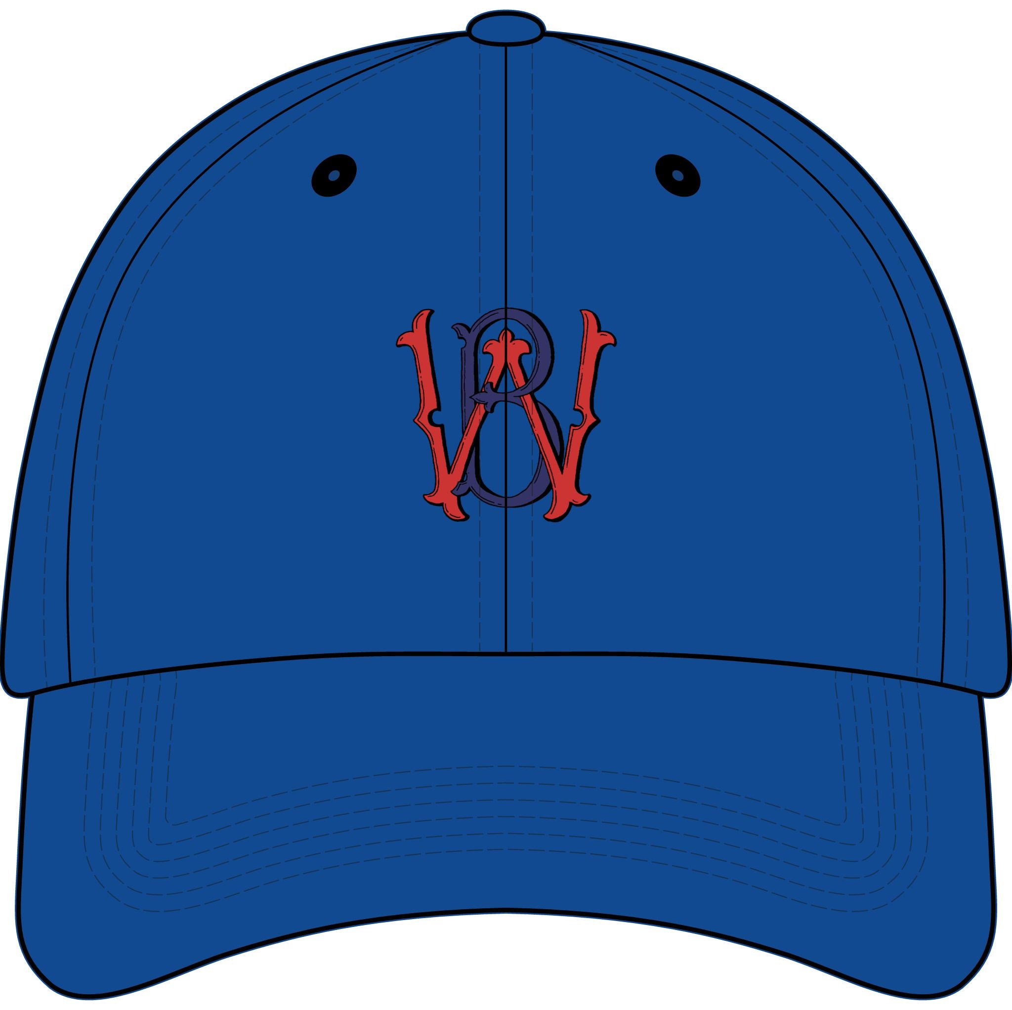 Youth Embroidered Baseball Cap – Red & Blue Monogram 'W' Logo