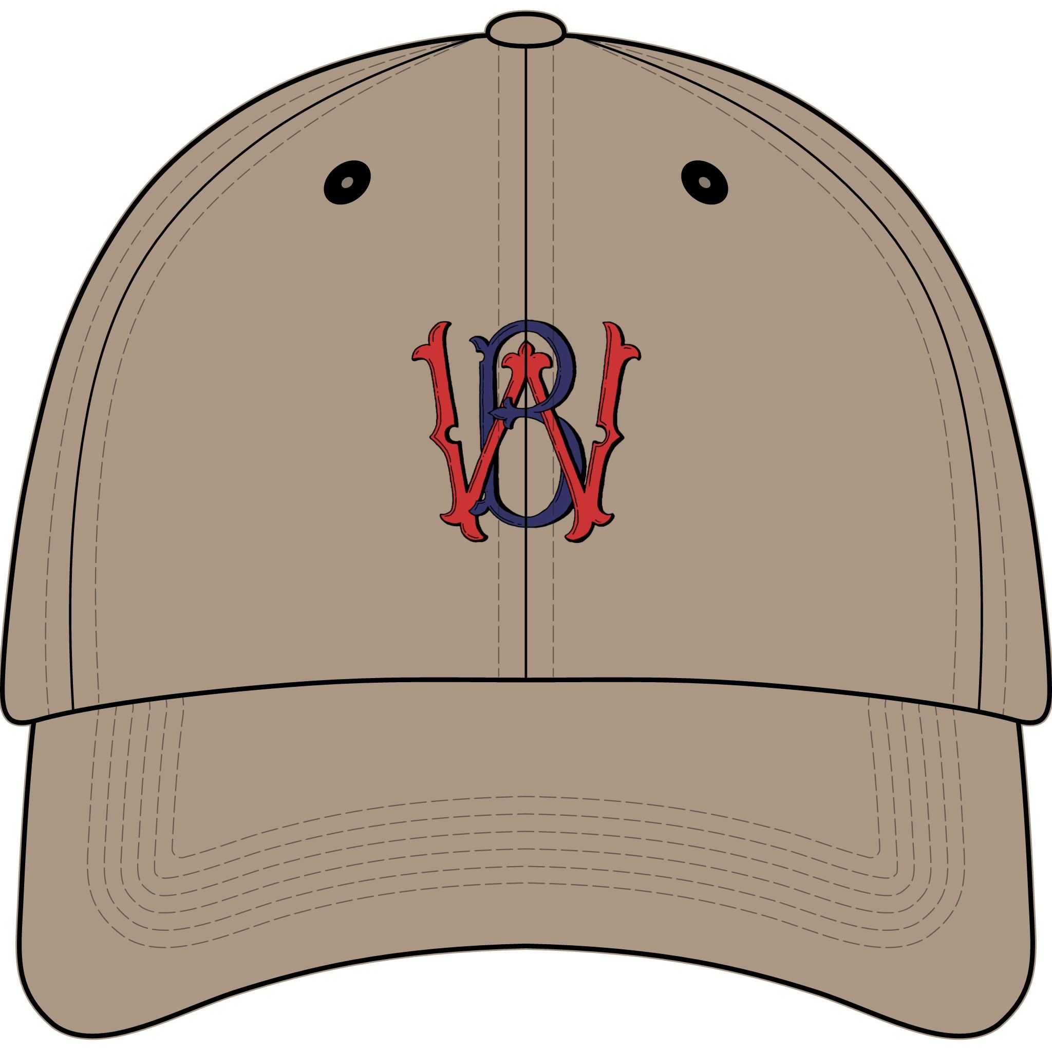 Youth Embroidered Baseball Cap – Red & Blue Monogram 'W' Logo