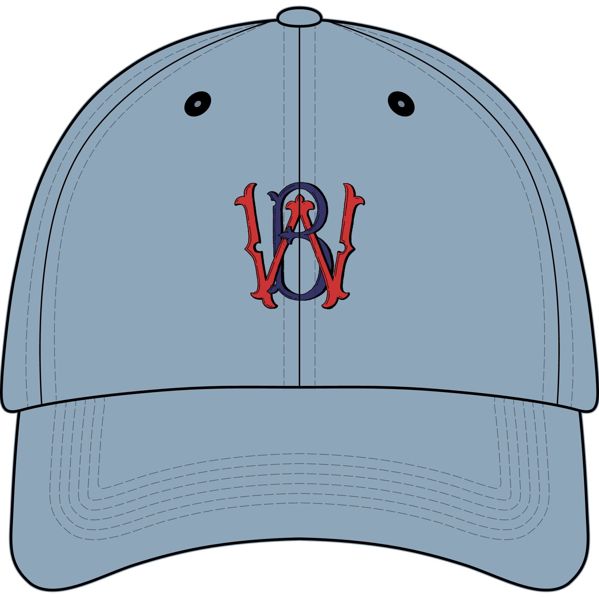 Youth Embroidered Baseball Cap – Red & Blue Monogram 'W' Logo