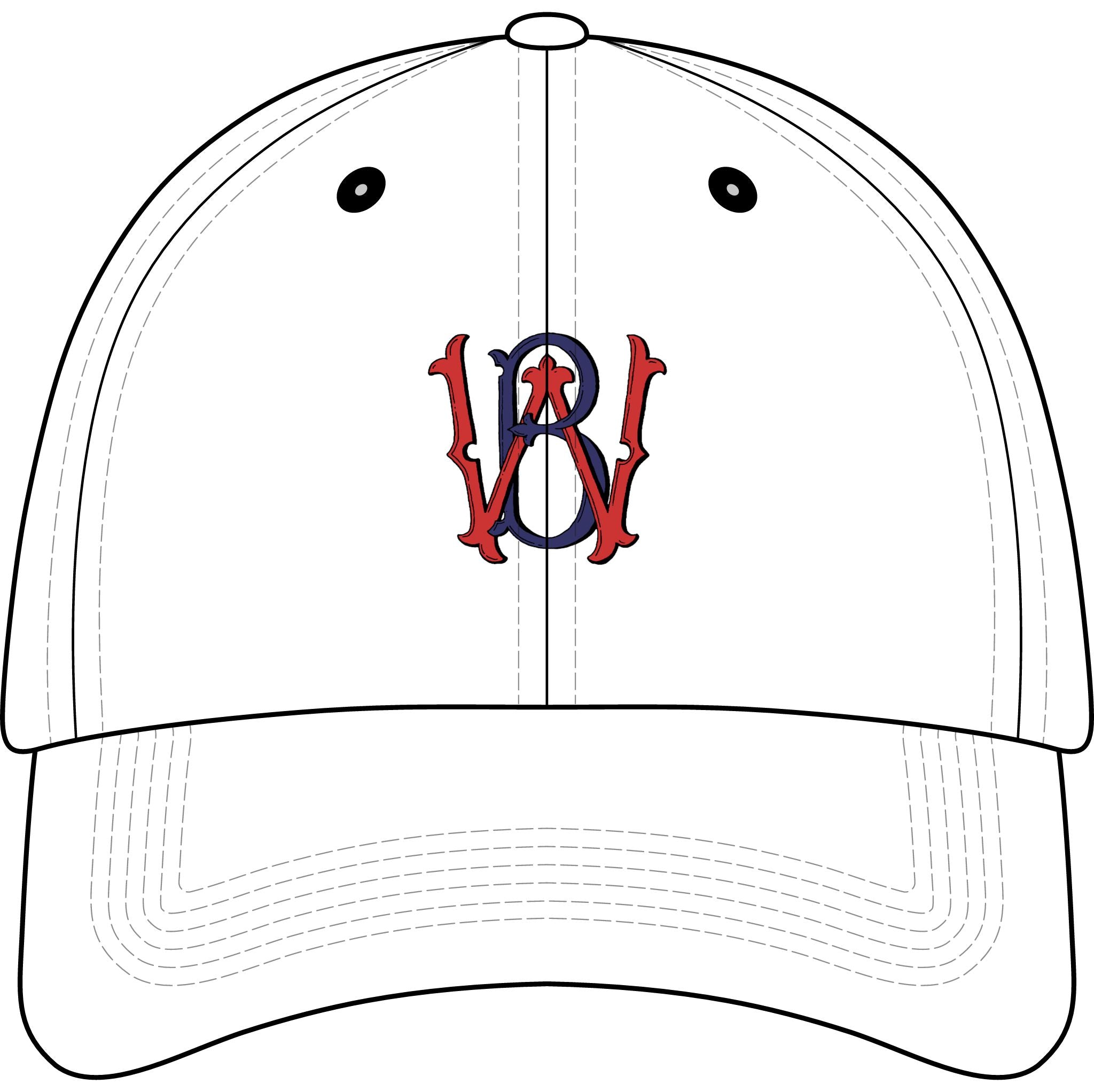 Youth Embroidered Baseball Cap – Red & Blue Monogram 'W' Logo