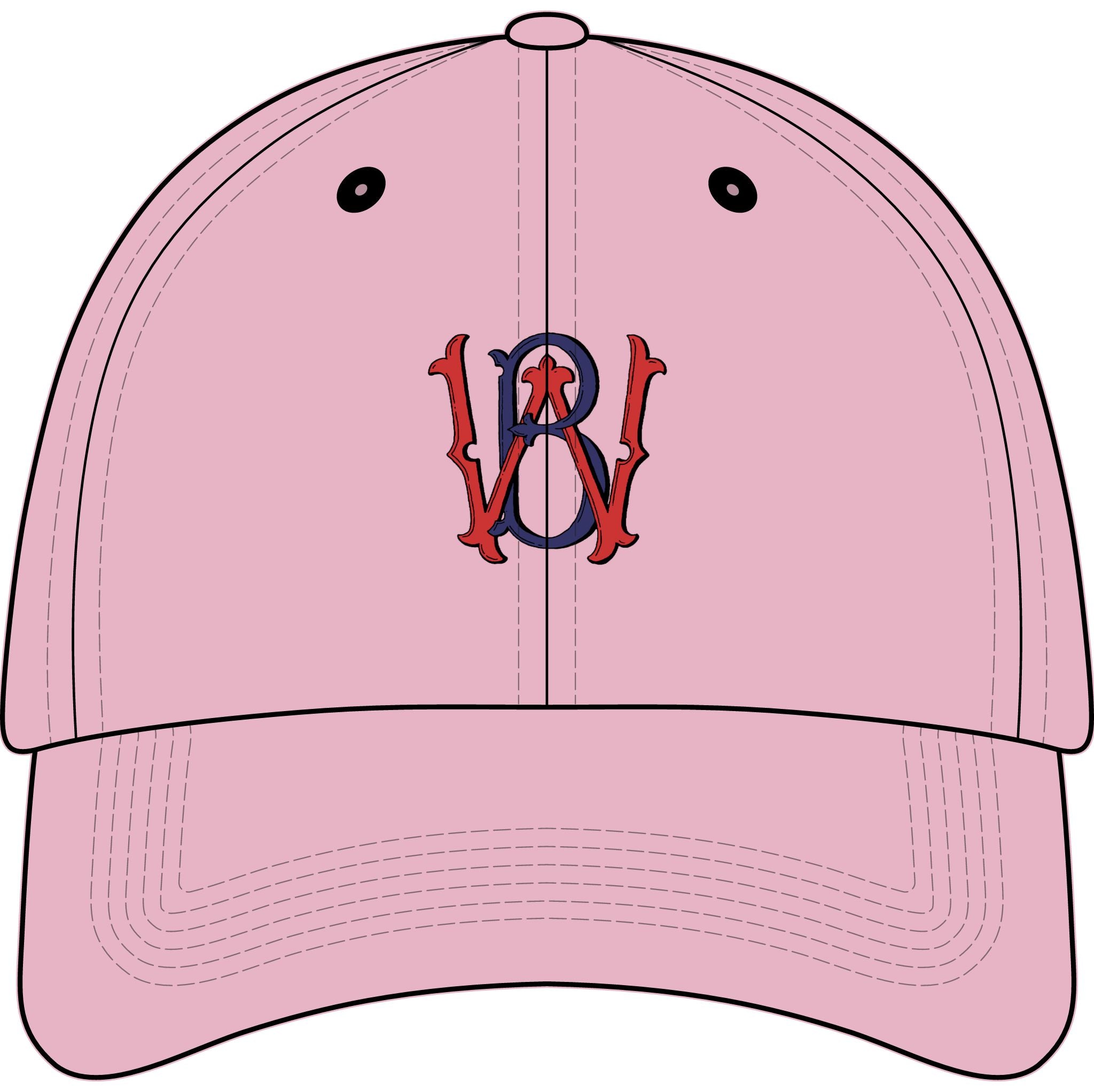 Youth Embroidered Baseball Cap – Red & Blue Monogram 'W' Logo