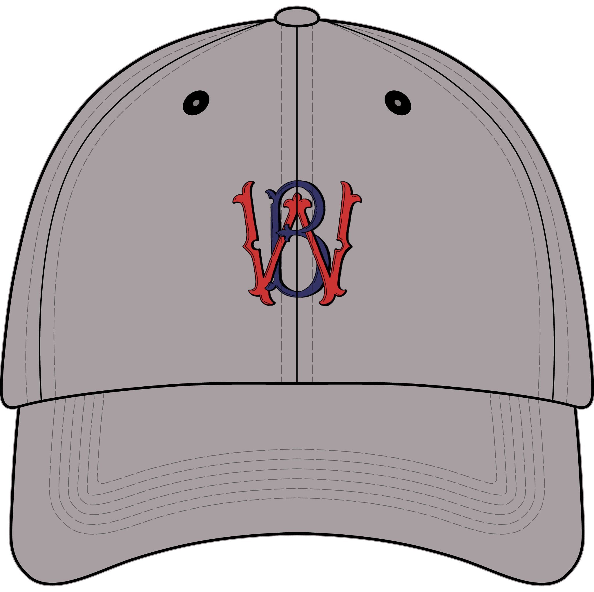 Youth Embroidered Baseball Cap – Red & Blue Monogram 'W' Logo