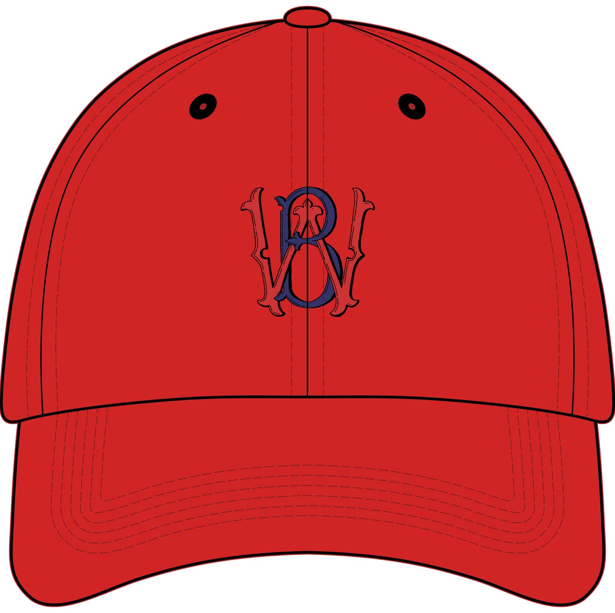 Youth Embroidered Baseball Cap – Red & Blue Monogram 'W' Logo