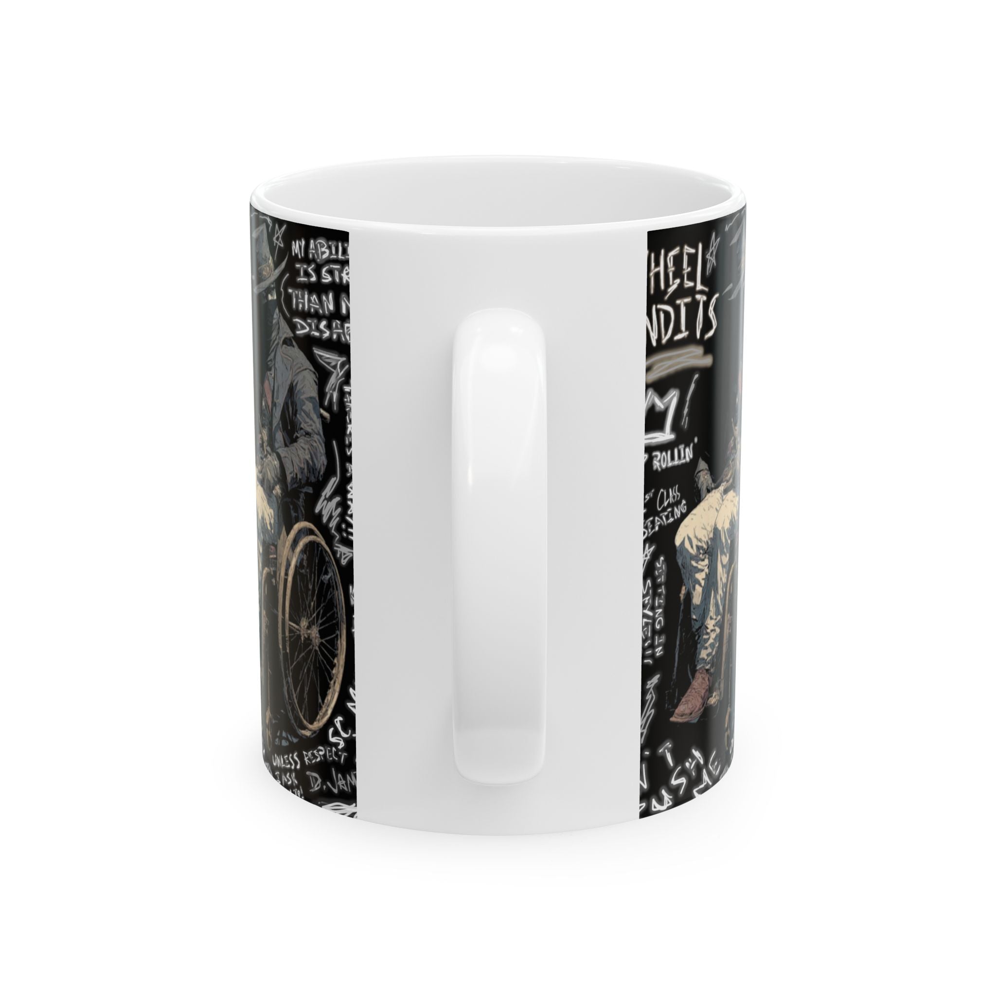 Wheelchair Bandit Ceramic Mug — Disability Coffee Cup (11oz/15oz)