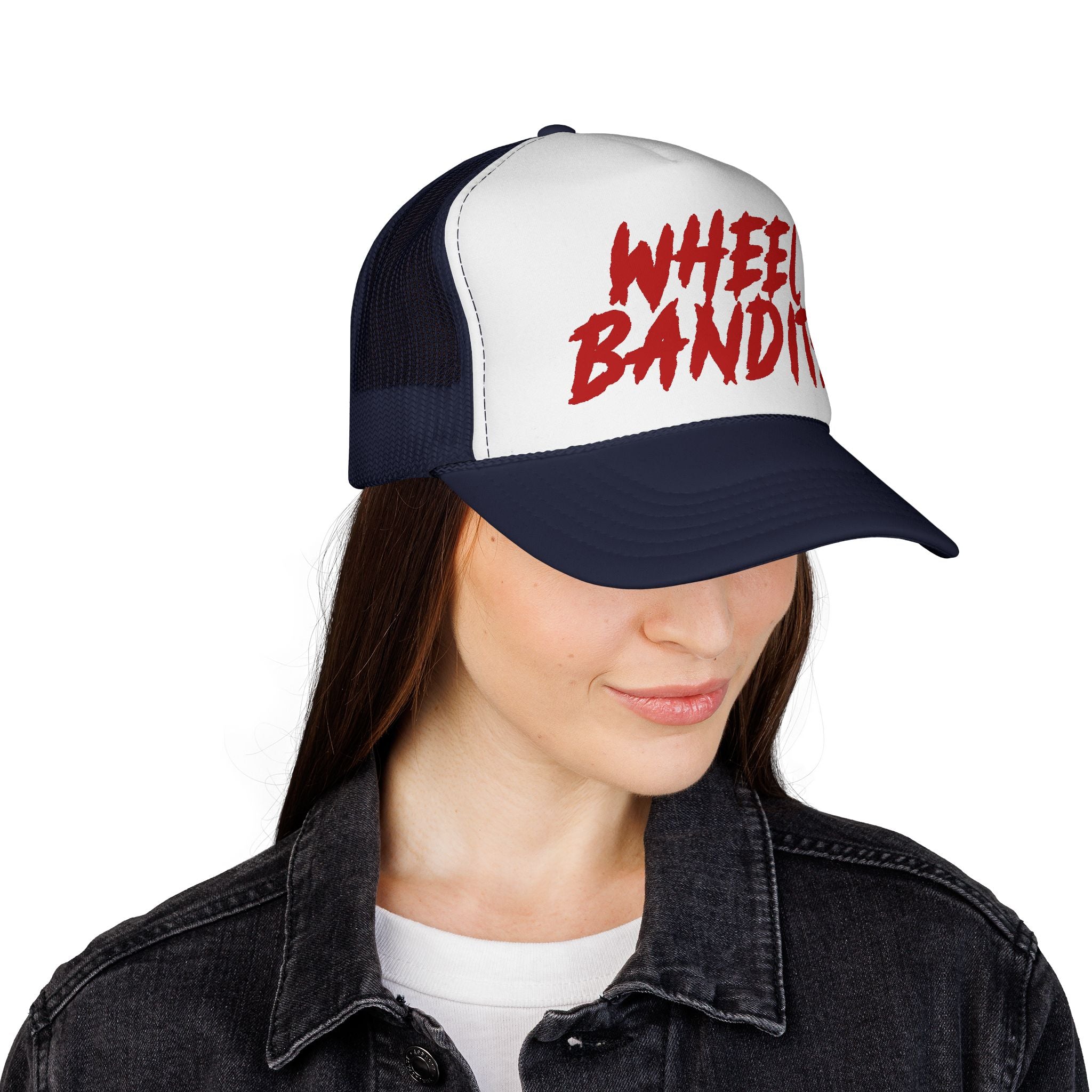 Wheel Bandits Trucker Cap – Retro Red Script Mesh Hat