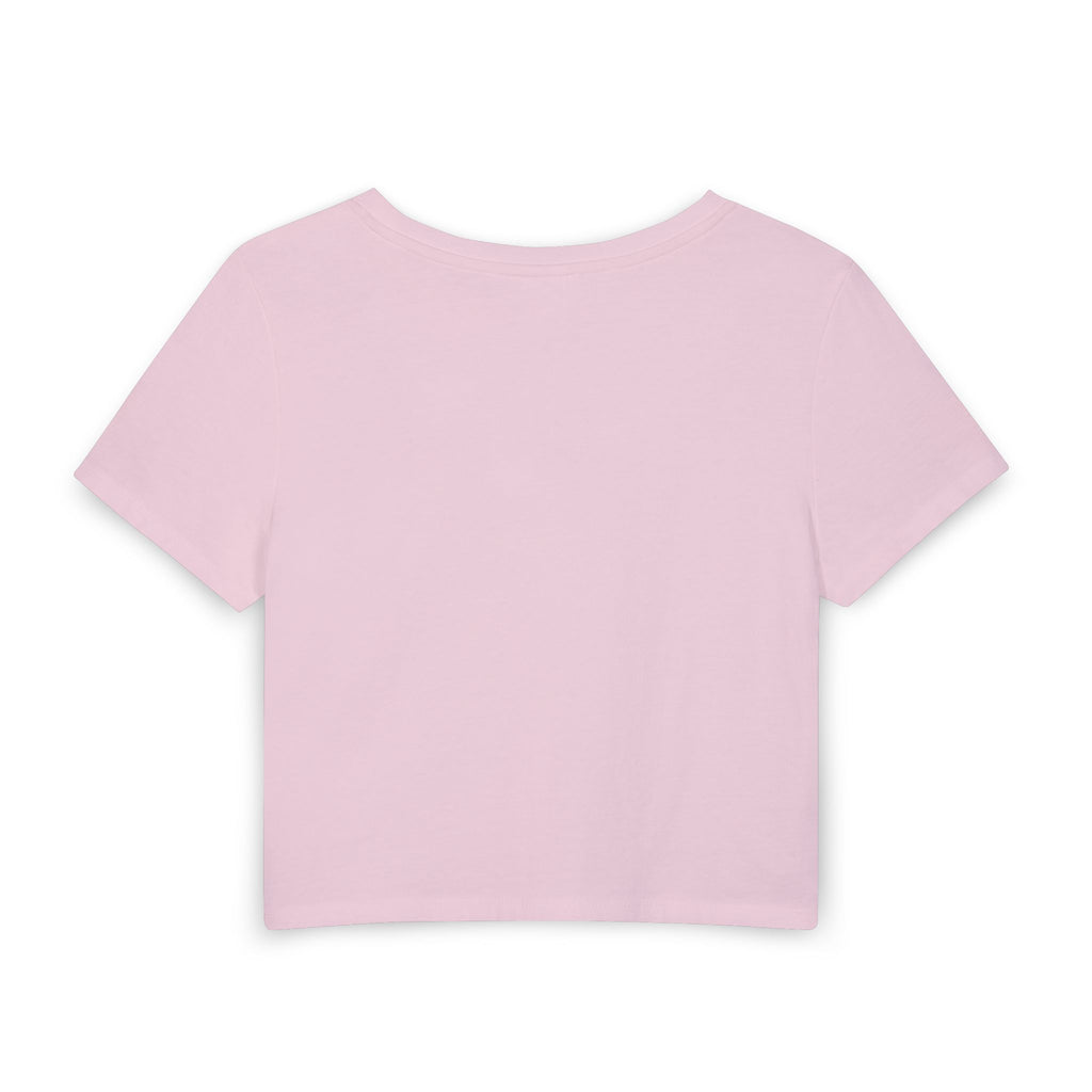 Wheel Bandits Women's Crop Tee — Pink Retro Script Car Club Top