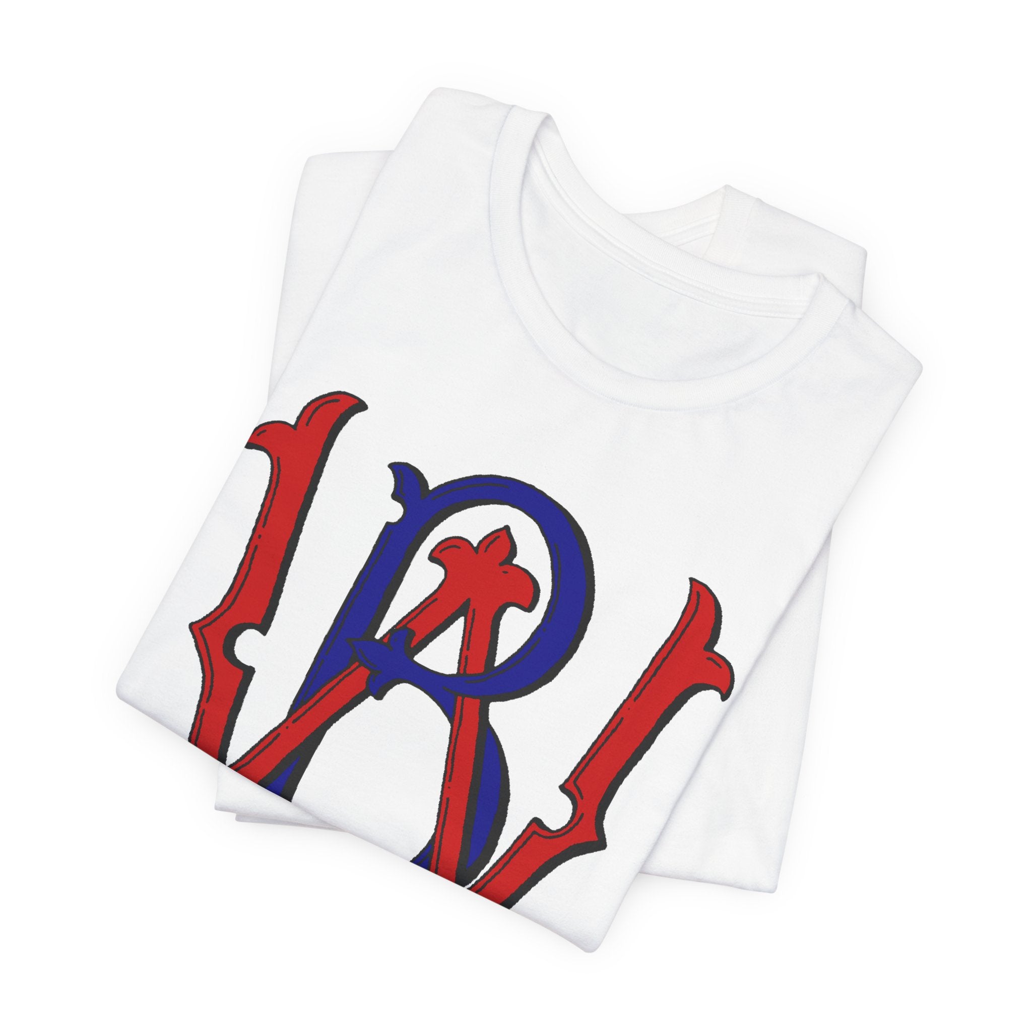 WB Patriotic Monogram Tee — Red & Blue Vintage Star Initials T-Shirt
