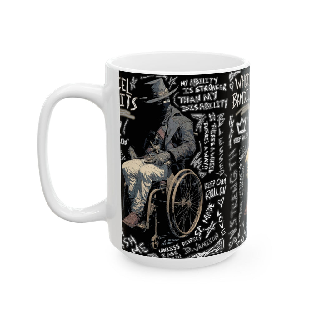 Wheelchair Bandit Ceramic Mug — Disability Coffee Cup (11oz/15oz)