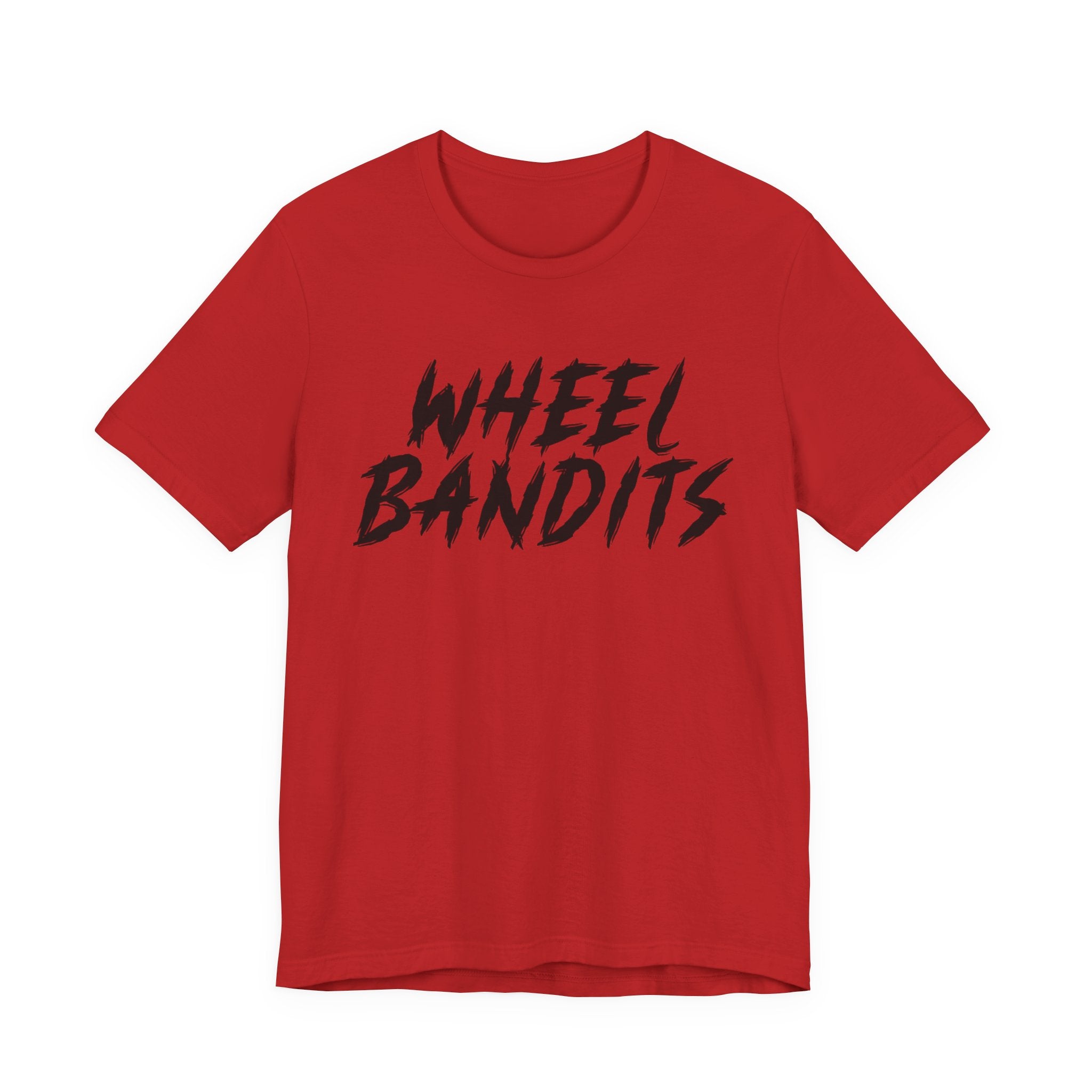 Wheel Bandits Gaffiti Text T‑Shirt – Bold Black Brush Script Tee for Car & BMX Fans