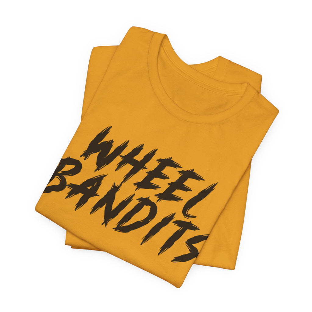 Wheel Bandits Gaffiti Text T‑Shirt – Bold Black Brush Script Tee for Car & BMX Fans