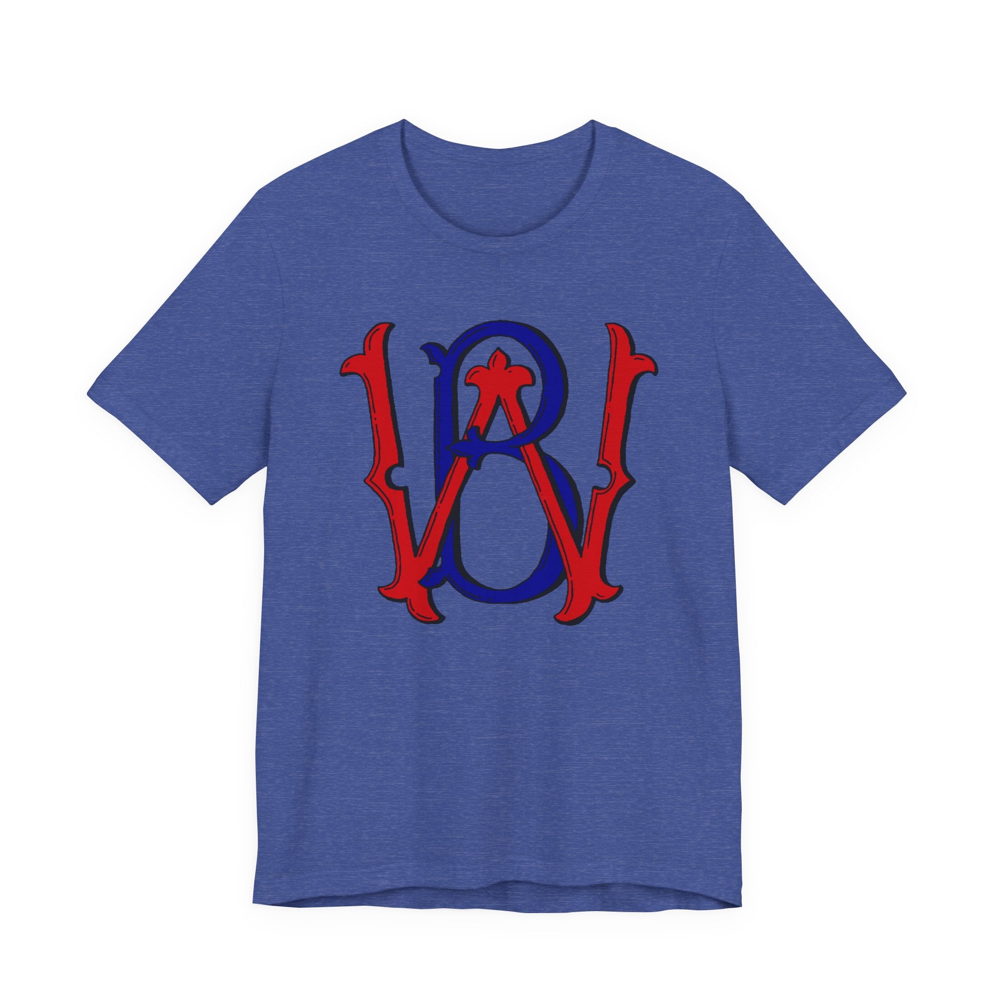 WB Patriotic Monogram Tee — Red & Blue Vintage Star Initials T-Shirt