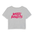 Wheel Bandits Women's Crop Tee — Pink Retro Script Car Club Top