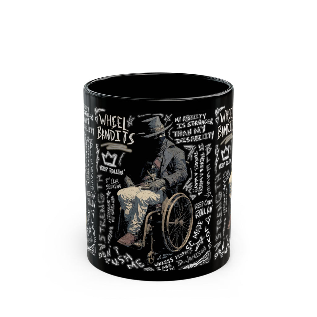 Wheelchair Bandit Black Mug — Disability Coffee Cup