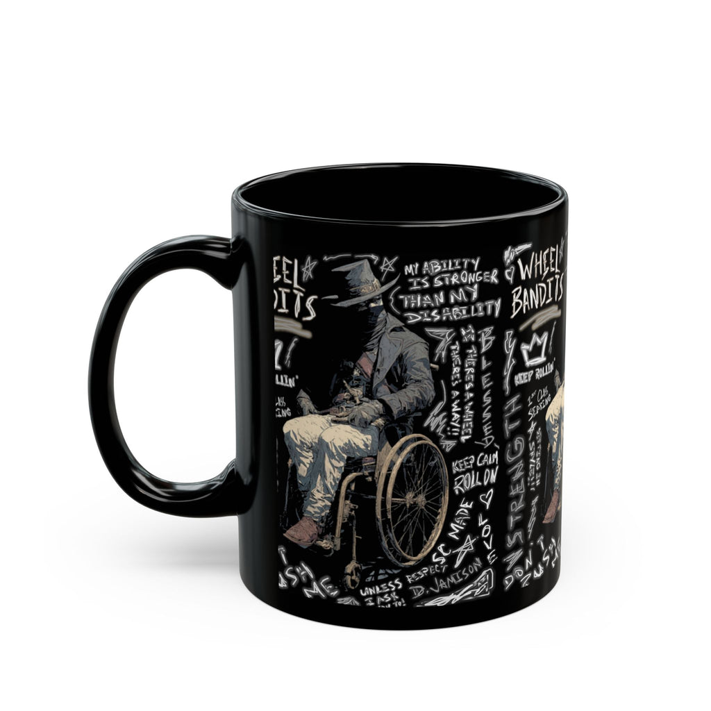 Wheelchair Bandit Black Mug — Disability Coffee Cup