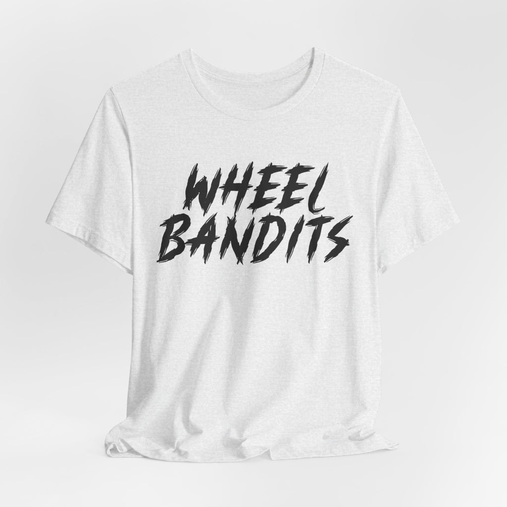 Wheel Bandits Gaffiti Text T‑Shirt – Bold Black Brush Script Tee for Car & BMX Fans