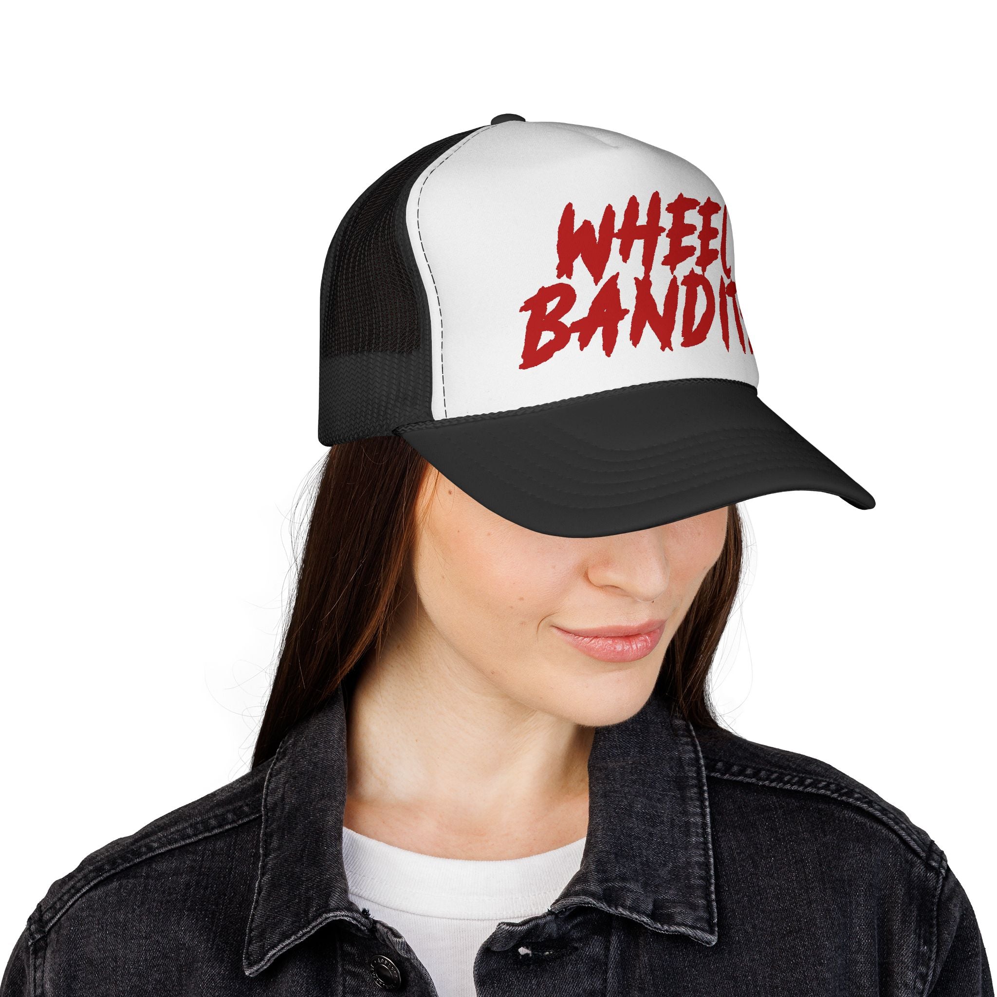 Wheel Bandits Trucker Cap – Retro Red Script Mesh Hat