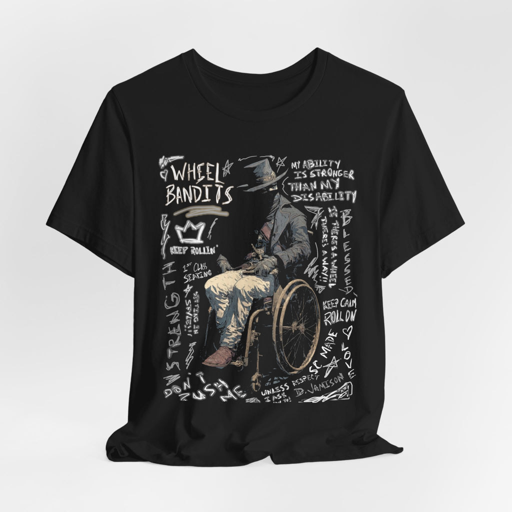Wheel Bandits T‑Shirt — Vintage Wheelchair Rider Graphic Tee