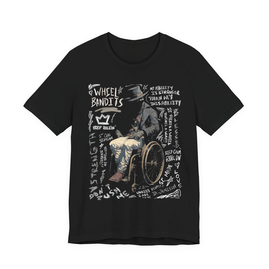 Wheel Bandits T‑Shirt — Vintage Wheelchair Rider Graphic Tee