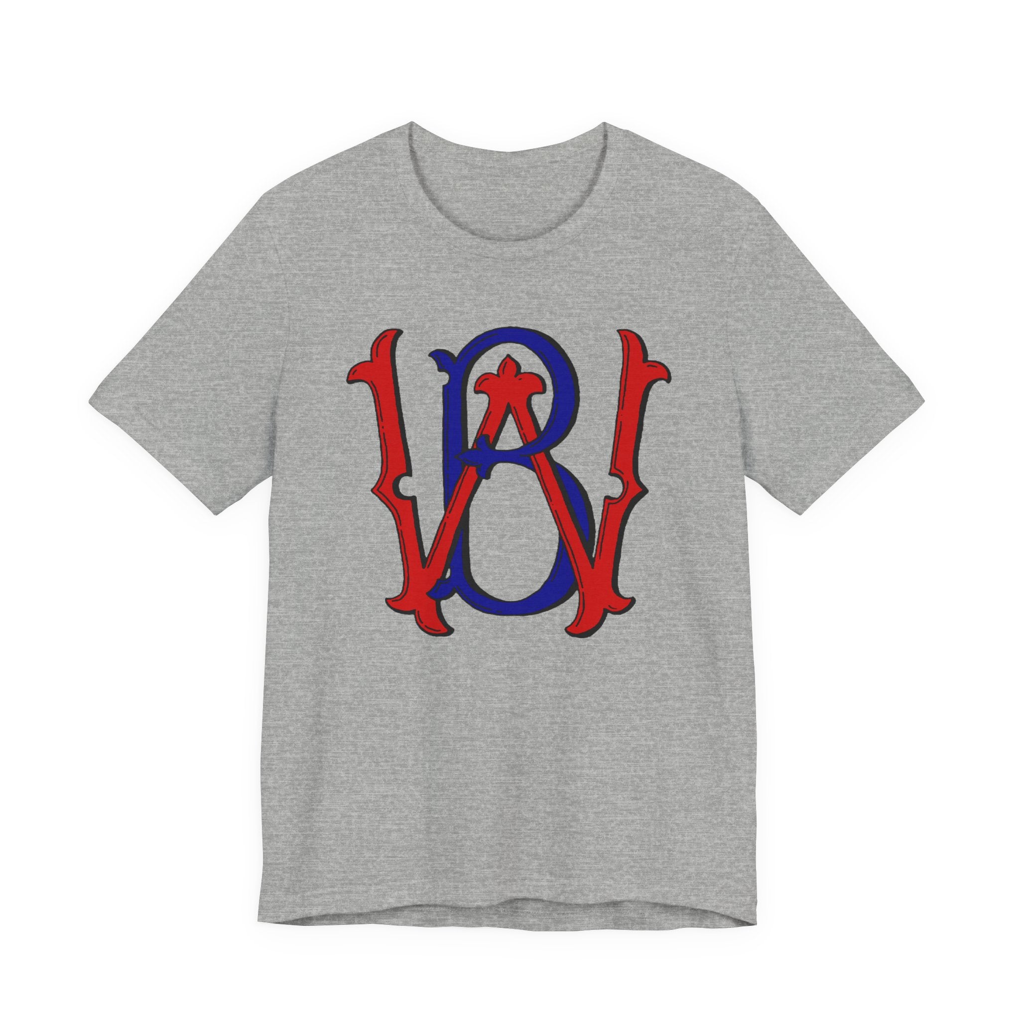 WB Patriotic Monogram Tee — Red & Blue Vintage Star Initials T-Shirt