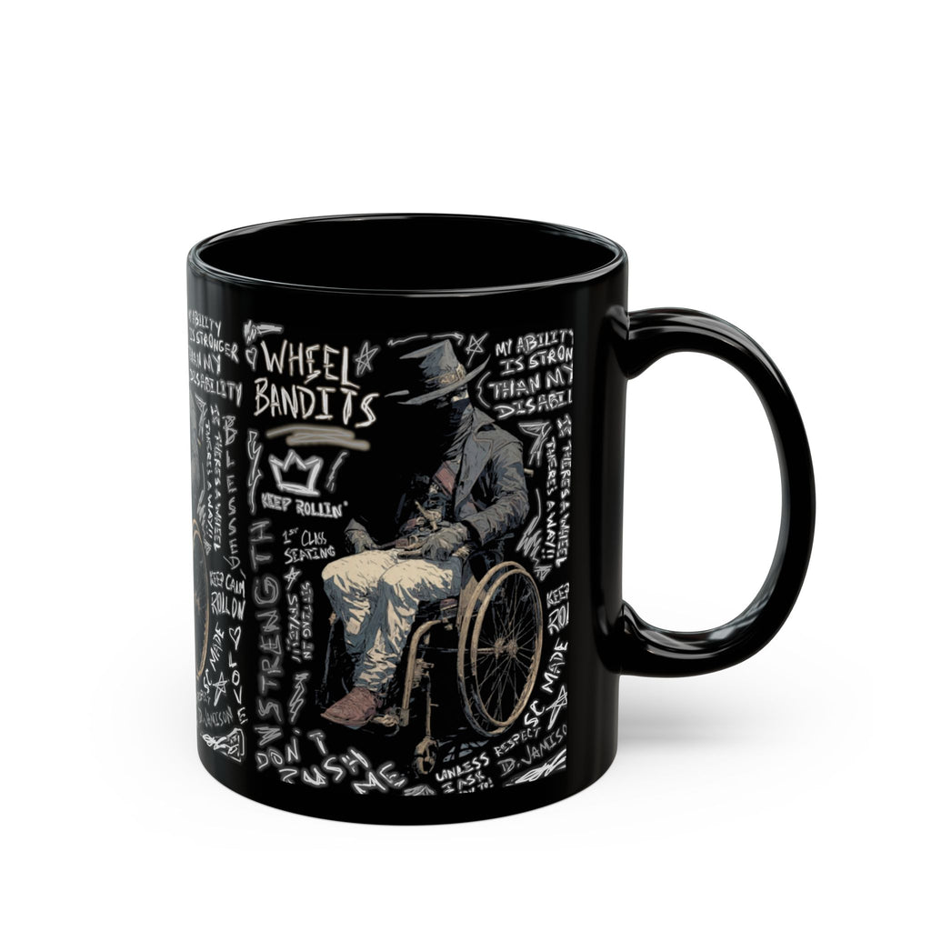 Wheelchair Bandit Black Mug — Disability Coffee Cup