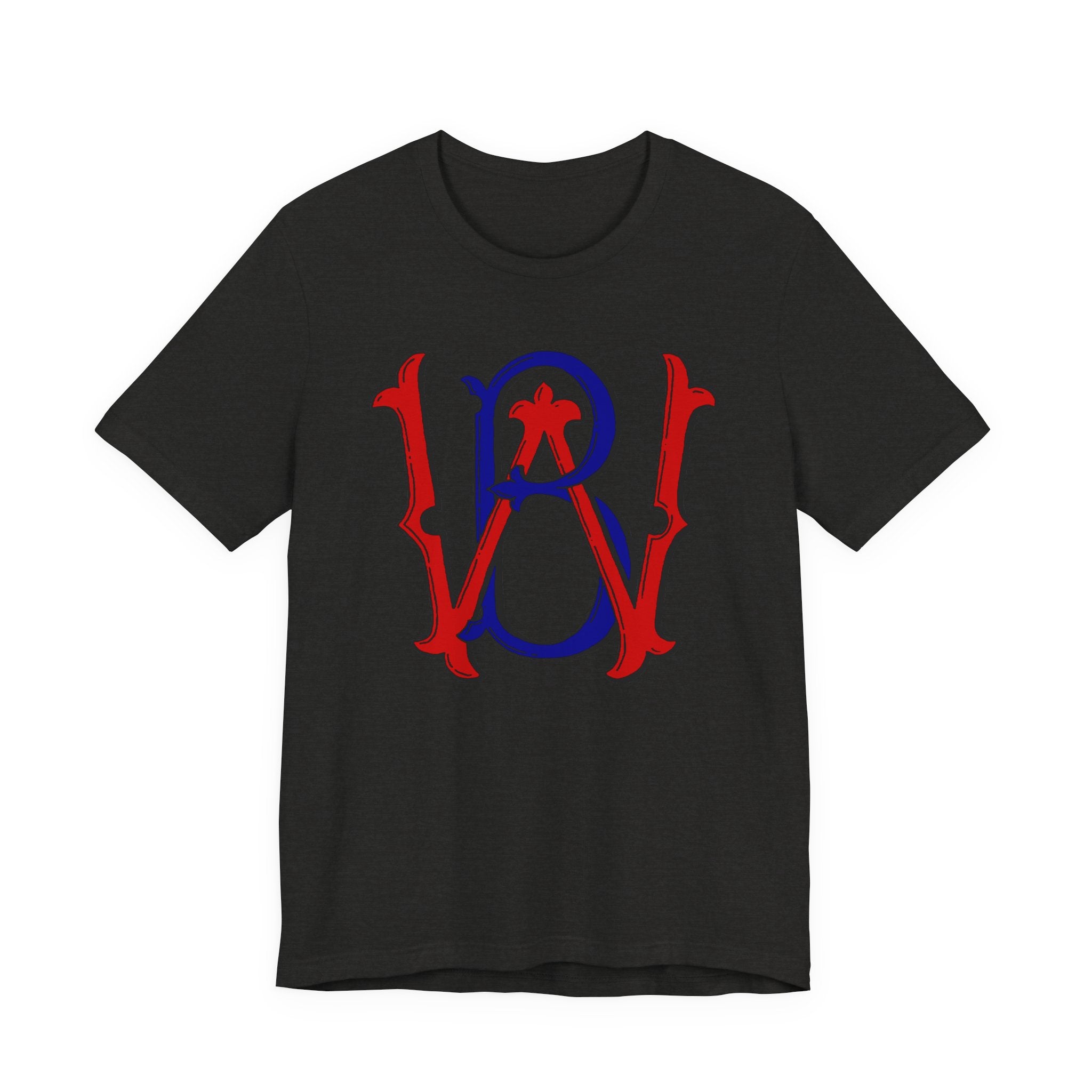 WB Patriotic Monogram Tee — Red & Blue Vintage Star Initials T-Shirt