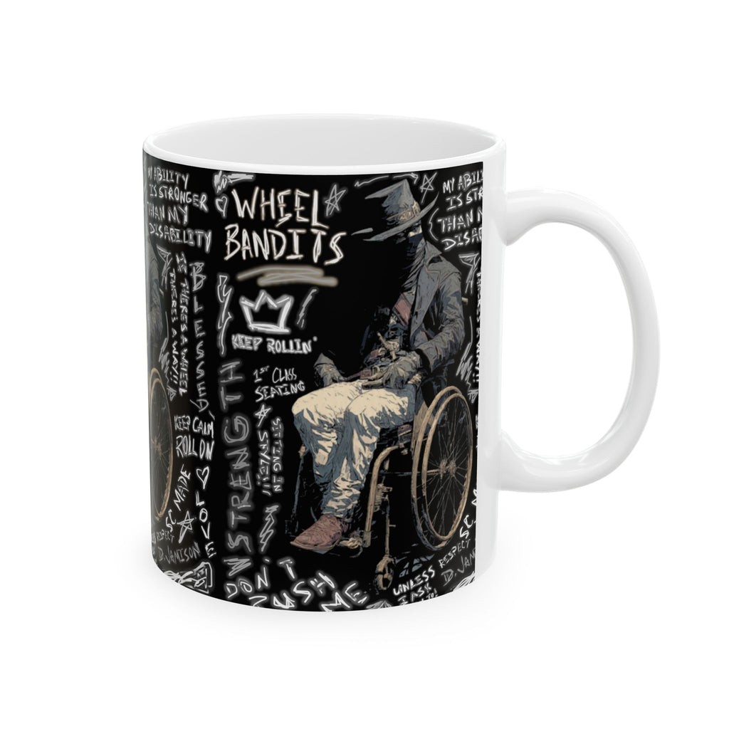 Wheelchair Bandit Ceramic Mug — Disability Coffee Cup (11oz/15oz)