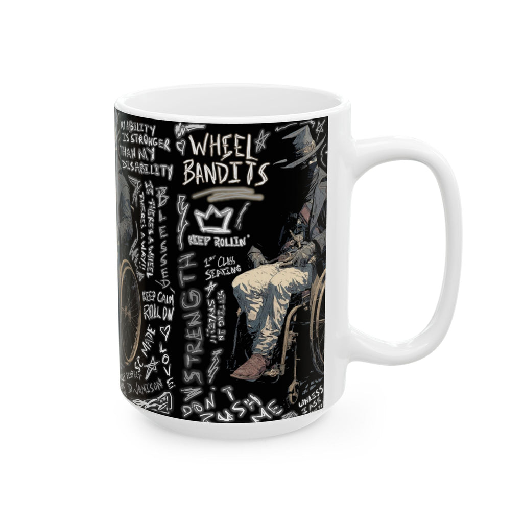 Wheelchair Bandit Ceramic Mug — Disability Coffee Cup (11oz/15oz)